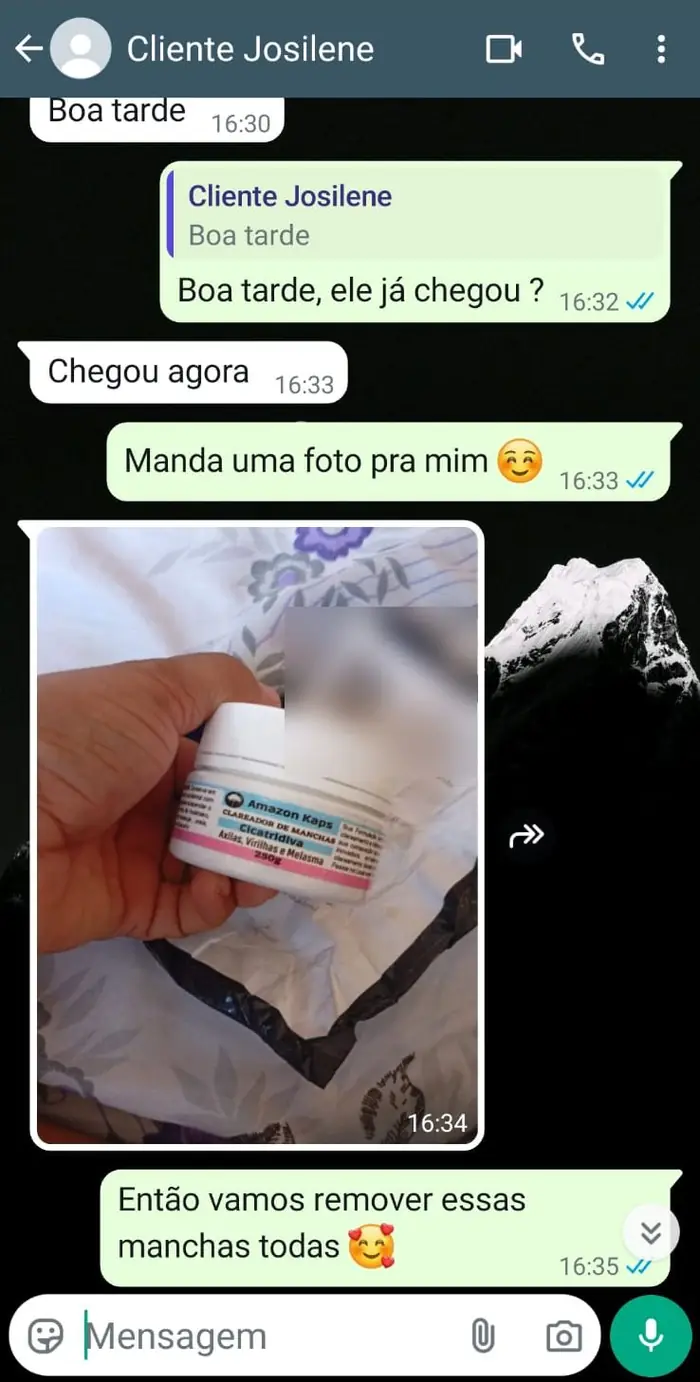 Cliente confirmando que o produto chegou